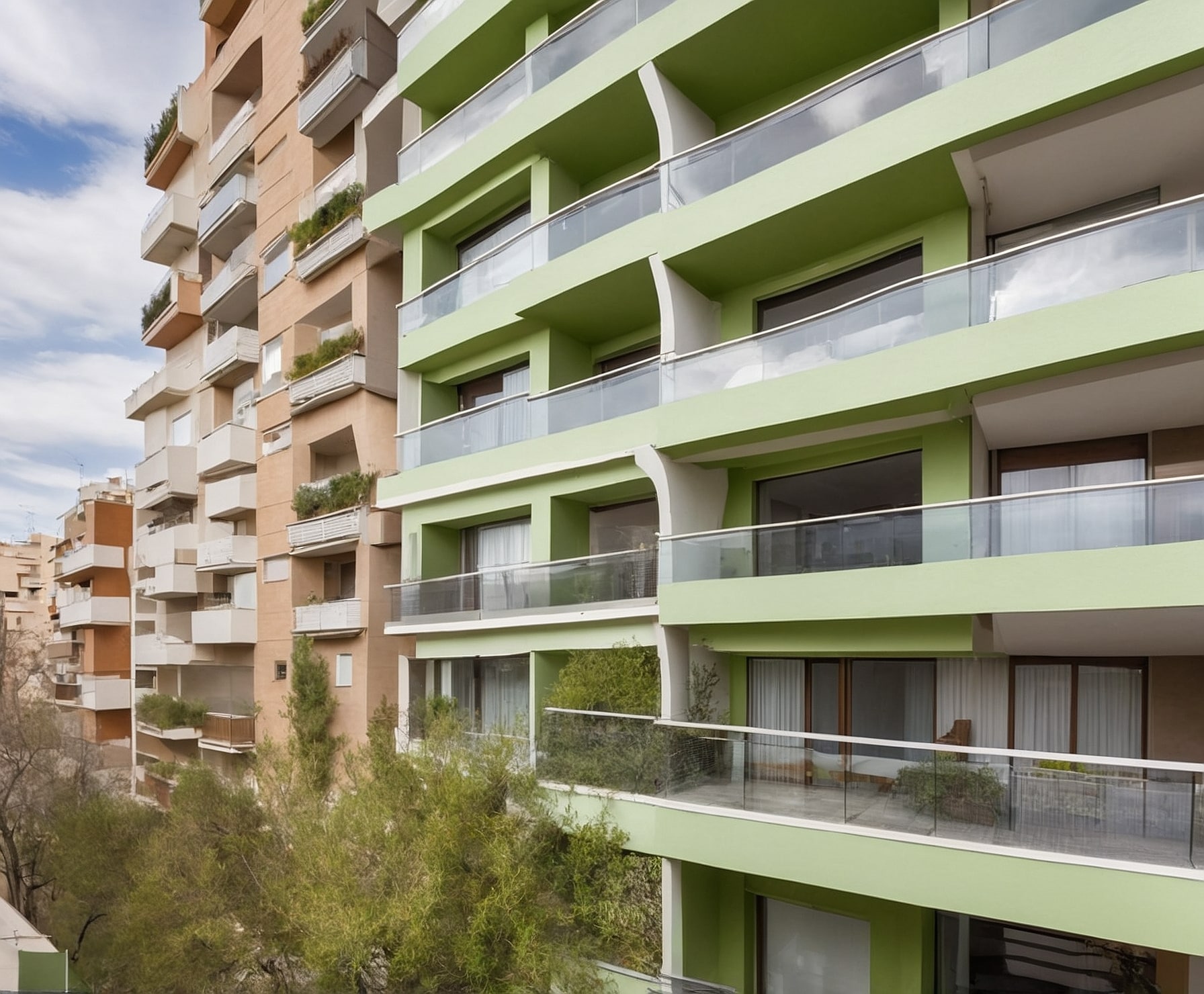 Vista aérea de un complejo residencial.